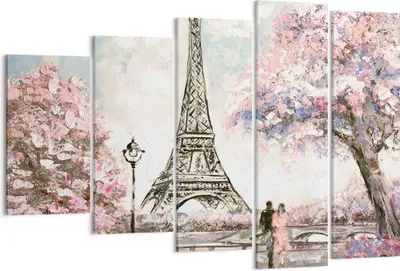 Produktbild von Bild auf Leinwand - Leinwandbild - Bäume Eiffle Paar Frankreich - 150x100cm - Wand Bild - Wanddeko - Leinwanddruck - Bilder - Kunstdruck - Wanddekoration - Leinwand bilder - Wandkunst - EG150x100-3147