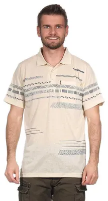 Produktbild von Herren Poloshirt Sommer Polo-Hemd Kurzarm mit Muster, Beige M