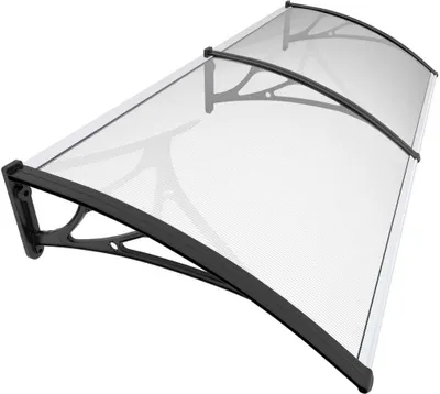 Image de VOUNOT® Auvent pour porte d'entrée, 200 x 80 cm Auvent transparent en forme de pupitre Noir
