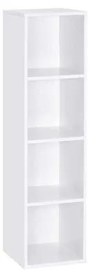 Obrázok produktu pre Knižnica so 4 priehradkami, drevená, biela, 31 x 30,3 x 120 cm