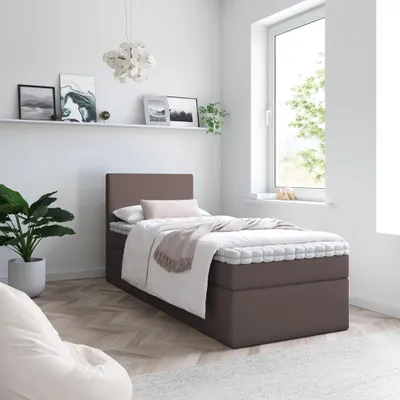 Produktbild von Bett Boxspringbett TOP MINI OHNE TOPPER , Bettkästen - Einzelbett, Stauraum, Schlafzimmer,Polsterbett (80x200, Braun - ITAKA 20)