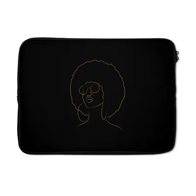 Produktbild von MuchoWow® Laptop Hülle 13 Zoll Frau - Sonnenbrille - Gold - Strichzeichnung Laptoptasche - Laptophülle - Sleeve - Rundumschutz