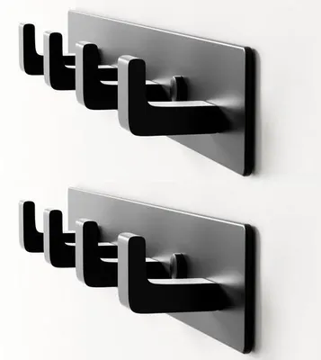 Produktbild von 2er Set schwarze Wandhakenleiste 31,8 cm Metall mit 4 Haken