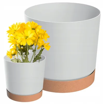 Produktbild von Prosperplast Zylinder-Blumentopf 15 cm weiß mit Untersetzer