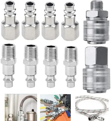 Obrázek produktu pro Sady pneumatických spojek – 1/4" BSP, evropská rychlospojka – sada vzduchových spojek – balení po 10 kusech