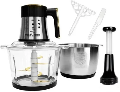 Productafbeelding van Elektrische hakmolen – Foodprocessor – 1000 W – 3 Liter – RVS – Voor Groente, Fruit en Vlees – Zilver
