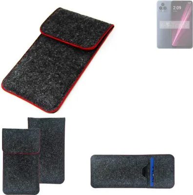 Produktbild von K-S-Trade Handy Schutz Hülle kompatibel mit T-Mobile REVVL 6 Schutzhülle Handyhülle Filztasche Pouch Tasche Case Sleeve Filzhülle dunkelgrau roter