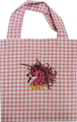 Produktbild von Kinder-Baumwolltasche mit Stickmotiv - Einhorn pink - 12357 - Tasche Kindergartentasche