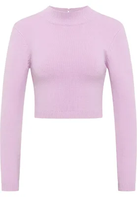 Zdjęcie produktu dla Sweter damski z dzianiny KRZY – jasnofioletowy, rozmiar M/L