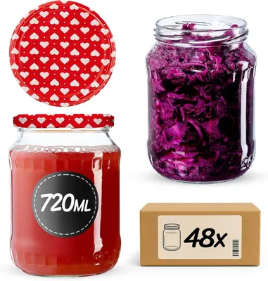 Image de KADAX Pots à confiture avec couvercle "Jukka", Pots à confiture, 720 ml, coeur, 48 pièces