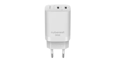 Obrázek produktu pro CubeNest PD Adaptér GaN 35W S2D1 - bílá - PD 3.0, 2*USB-C GaN Adaptér Rychlá nabíječka
