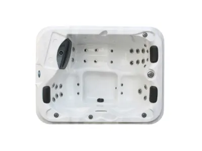 Image de Villa de spa extérieur Salome, dimensions 2100 x 1600 x 790 cm, pour 2-3 personnes. Spa extérieur avec jets de massage et éclairage LED. Inclut une couverture thermique. Neuf