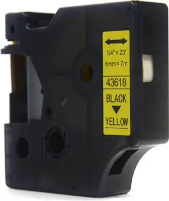 Image de JetWorld Ruban de remplacement Dymo D1 noir sur jaune 6mm x 7m LM100, LM100+, LM200, LM300, LM400, LM420P, LM350, LM350D, LM360D, LM450D, LM260P, LM120P, LM500TS, LM160, LM210D, LM280, LM150, LM220 (43618) (S0720790)