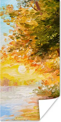 Produktbild von MuchoWow® Poster Natur - Malerei - Baum - Wasser 60x120 cm - Wandschmuck
