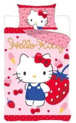 Produktbild von Javoli Hello Kitty Aardbei Bettbezug 140 X 200 cm - 70x90 cm - Baumwolle