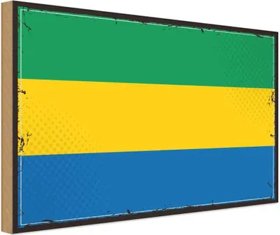 Produktbild von vianmo Holzschild 20x30 cm Gabuns Gabon Flagge Fahne Wappen