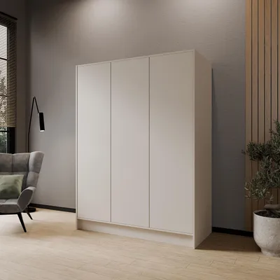 Produktbild von Drehtürenschrank GAVA 150 cm Moderner Kleiderschrank mit glatten Türen, Kaschmir