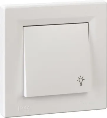 Produktbild von Taster Licht IP44 mit Rahmen, Weiß Schneider Asfora EPH0900221