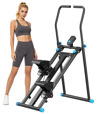 Produktbild von Zusammenklappbares Ganzkörper-Trainingsgerät - 3 Widerstandsstufen - LCD-Display - Kalorienzähler - 3-fach verstellbare Griffhöhe - 150 kg Belastbarkeit - Schwarz