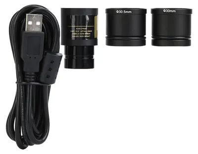 Productafbeelding van Elektronisch oculair met 5 megapixels, USB 2.0, geschikt voor microscopen met een aansluiting van 23,2 mm, 30,0 mm of 30,5 mm, wordt geleverd met twee adapterringen