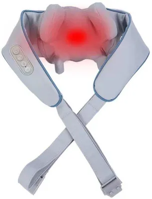Immagine prodotto di Massaggiatore elettrico per collo e spalle, impacco caldo, ricaricabile, grigio