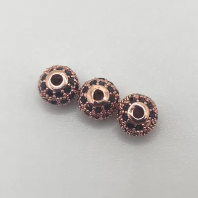 Obrázek produktu pro Schmuck-Perlen 3 Stück, Charm für Armbänder glitzernd, 6 mm, Rosegold, schwarz