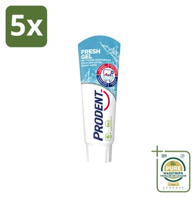 Immagine prodotto di 5 tubetti di dentifricio Prodent Fresh Gel - 75 ml - confezione risparmio - 5 pezzi
