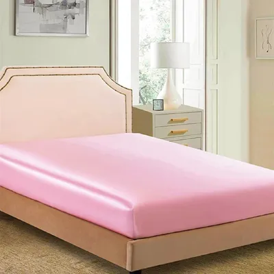 Productafbeelding van Satinslakenhoes - Zijdezacht en effen - Slaapkamer - Roze, 140x200 cm