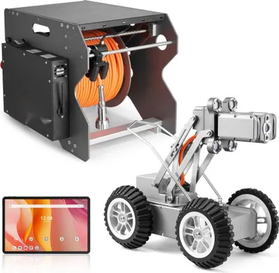 Zdjęcie produktu dla Robot inspekcyjny 120 m - Endoskop z kamerą przednią/tylną - Tablet z ekranem dotykowym do inspekcji kanalizacji