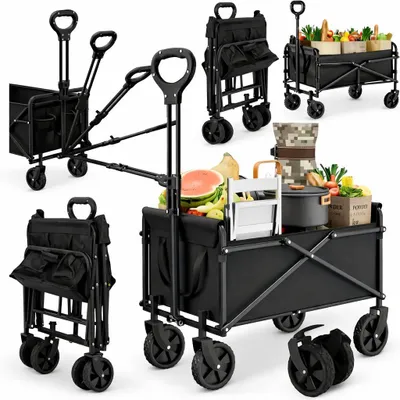 Zdjęcie produktu dla Składany Wózek Turystyczny Ogrodowy Plażowy Kempingowy Z Kieszeniami 100 Kg
