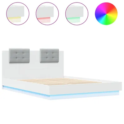 Obrázok produktu pre vidaXL Rám postele s čelom a LED svetlami biely 120x200 cm