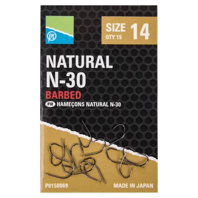 Zdjęcie produktu dla Haczyki Z Zadziorem Feeder Preston Natural N-30 Hooks r.  18