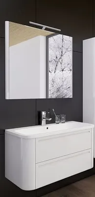Produktbild von Badmöbel Set "GLORIA 100CM" MÖBEL BADSET MIT WASCHBECKEN WEISS HOCHGLANZ LED Waschbecken Waschbeckenunterschrank Spiegel LED