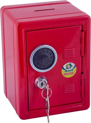 Produktbild von JOLLY "Tresor" Spardose aus Metall - in Tresor-Optik in Rot - mit Zahlen- u. Schlüsselschloss - 9920-0001