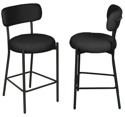 Immagine prodotto di Sgabelli da bar per cucina - Set da 2 - Seduta in ecopelle - Gambe in metallo - Design moderno - Ideali per isole cucina e banconi - Colore: nero