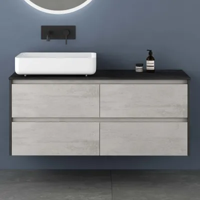 Produktbild von doporro Badmöbel-Set Design Waschplatz 120x48x51,6cm inkl. Waschbecken und LED-Spiegel Weiß Waschbecken-Unterschrank Wandmontage Normal