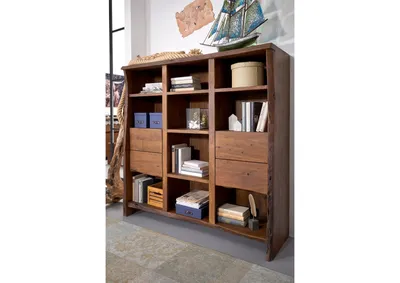 Produktbild von MASSIVMOEBEL24 Bücherregal Akazie 142x45x147 braun lackiert PURE ACACIA #212