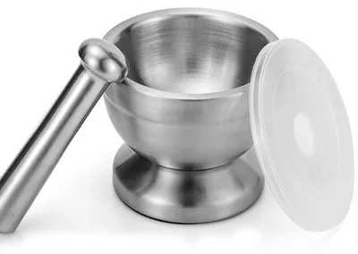 Mörser und Stößel aus Edelstahl 304, 750 g, silber