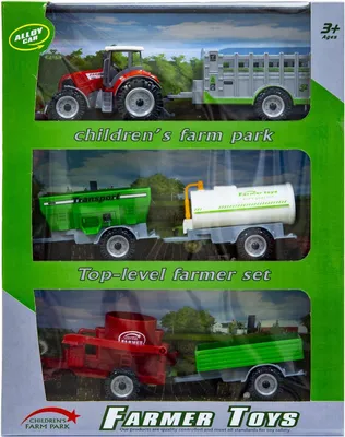 Zdjęcie produktu dla Traktor z pięcioma przyczepami czerwony