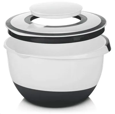 Produktbild von Famanu Rührschüssel 5 L mit Deckel - Spritzschutz, Rühröffnung und Ausgießer für Kochen und Backen