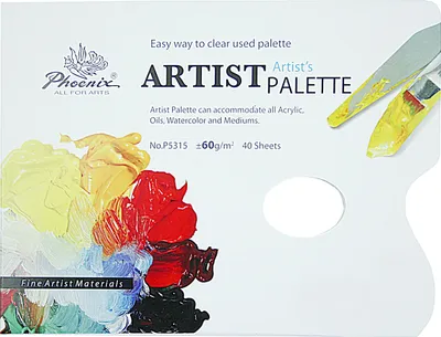 Produktbild von Einweg-Malpalette 23x30 cm Phoenix – Block mit 40 Blatt, 60 g/m² Papier für Acryl-, Öl- und Wasserfarben