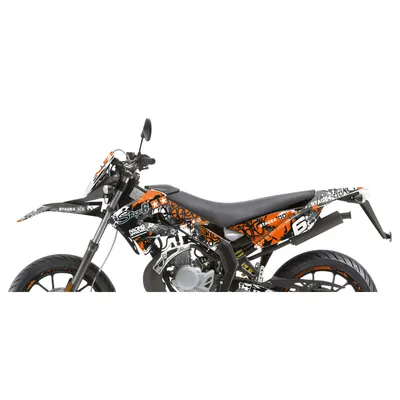 Zdjęcie produktu dla 18-częściowy zestaw pomarańczowo-białych naklejek na owiewki STAGE6 do Derbi X-TREME X-RACE 2010-2017