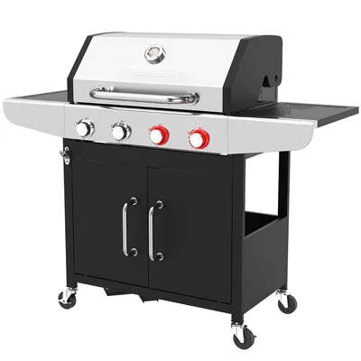 Produktbild von ProfiCook Gasgrill bis zu 450°C | Grillroste aus Gusseisen | inkl. Gasdruckminderer und Schlauch | 4 Brenner | Gas Grill | 2 Ablagen | PC GG 1311