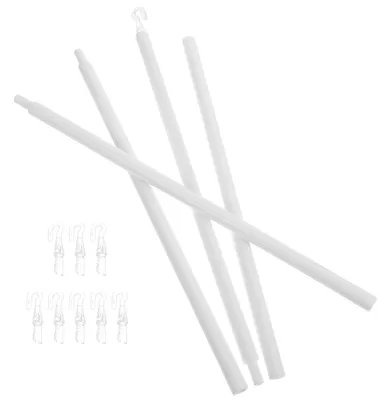 Image de Barre de tension pour rideaux en plastique avec crochets - Lame réglable pour stores - Tringle de tension pour stores vénitiens - Blanc