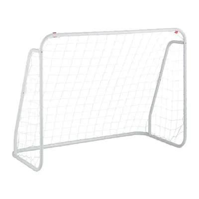 Obrázek produktu pro Relaxdays Fotbalová branka, pro děti i dospělé, tréninková branka do zahrady, rozměry: 96 x 124 x 61 cm, ocelový rám, stabilní tréninková branka, bílá
