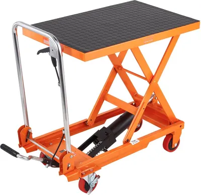 Productafbeelding van Hydraulische hefplatformwagen, 330lbs draagvermogen, 28.5" hefhoogte, handmatige enkelvoudige schaarhefplatformwagen met 4 wielen en antislipmat, hydraulische schaarwagen voor materiaaltransport en -verplaatsing
