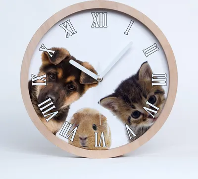 Produktbild von Holzuhr 30fi cm wanduhr - weiße Spitzen - Haustiere