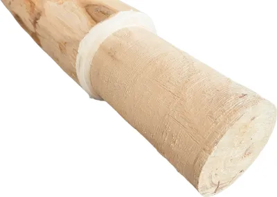 Produktbild von 5 Stk. teilgefräste Pfosten aus Kastanie, Länge 50 cm, Durchmesser 8 cm inkl. Einschlaghülsen, Schrauben und Krampen