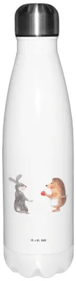 Produktbild von Mr. & Mrs. Panda Trinkflasche Hase Igel - Weiß - Geschenk, Liebe Spruch, Wasserflasche, und, Thermos, thermosflaschen, Herzschmerz, Lustige Sprüche, Trösten