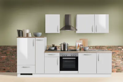Produktbild von Küchenzeile mit Elektrogeräten White Premium Lack Weiß 310 cm